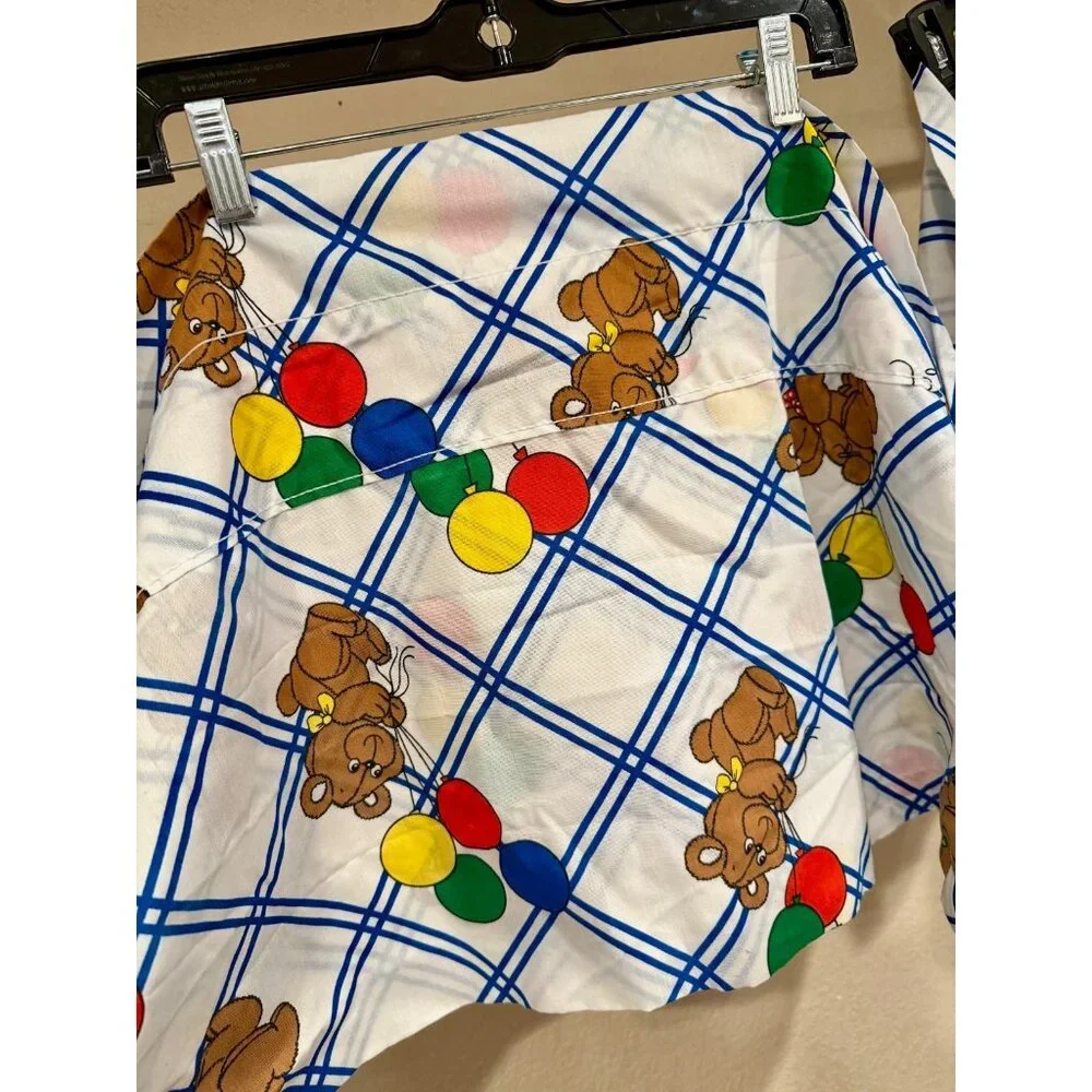 VTG Gingham Teddy Bear Panel Curtain Drapery Nursery Children Decor 70s 80s‎